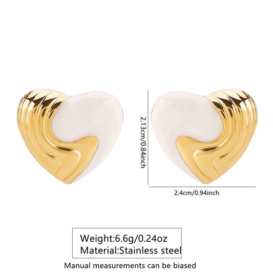 Cercei din oțel inimă albă-EA445