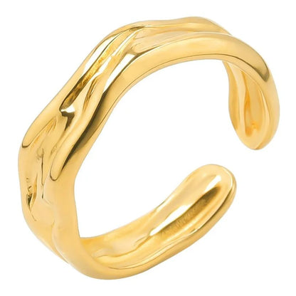 Ring gold steel open with abnormal texture-r168