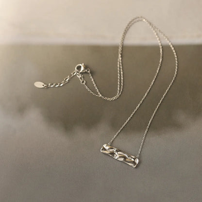 Κολιέ ατσάλι ασημένια μπάρα-NE019