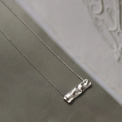 Κολιέ ατσάλι ασημένια μπάρα-NE019