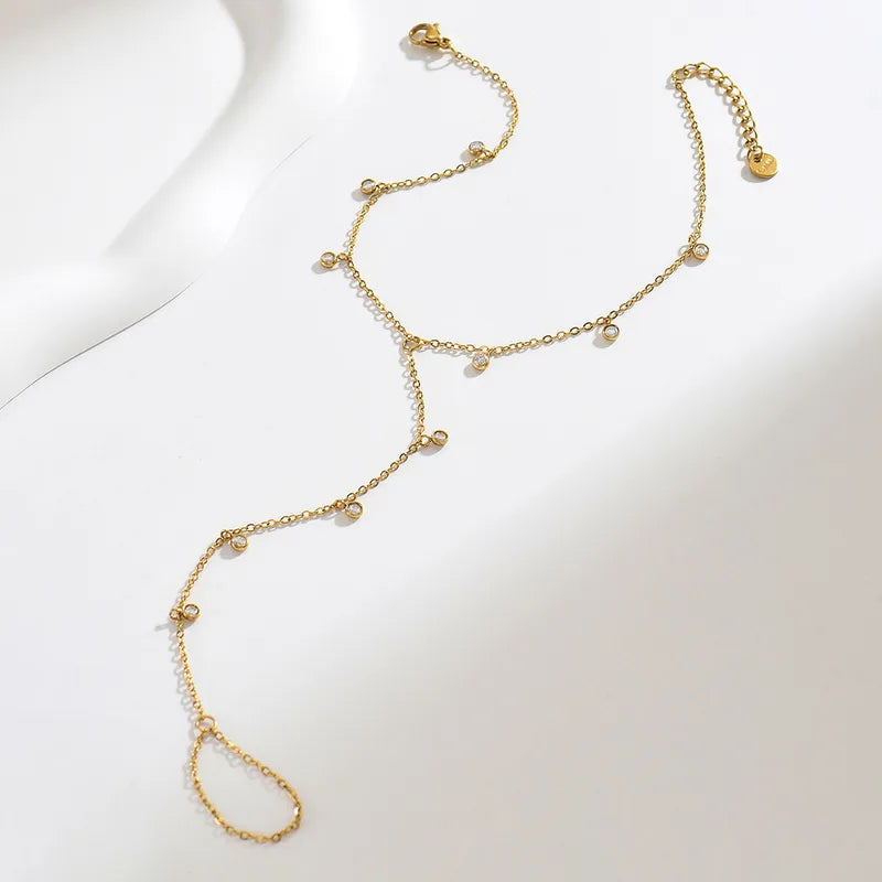 Foot ring bracelet steel with zircon - AN042
