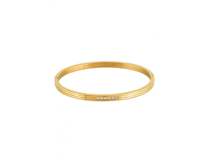 Delicada pulseira em aço dourado com pedras de zircão-BR072