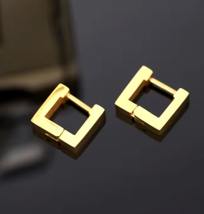 Σκουλαρίκια χρυσό ατσάλι τετράγωνα-EA627