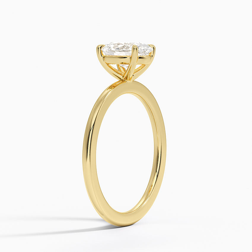 Gold Band ring and central oval zircon - R046