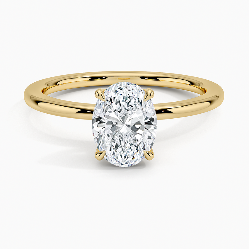 Gold Band ring and central oval zircon - R046