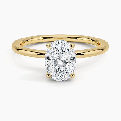 Gold Band ring and central oval zircon - R046