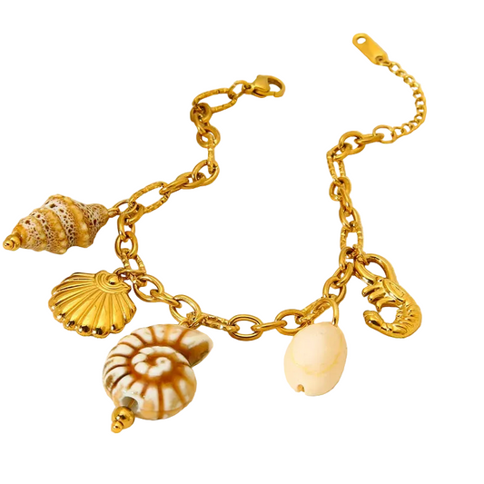 Βραχιόλι ατσάλι με κοχυλιά - BR457