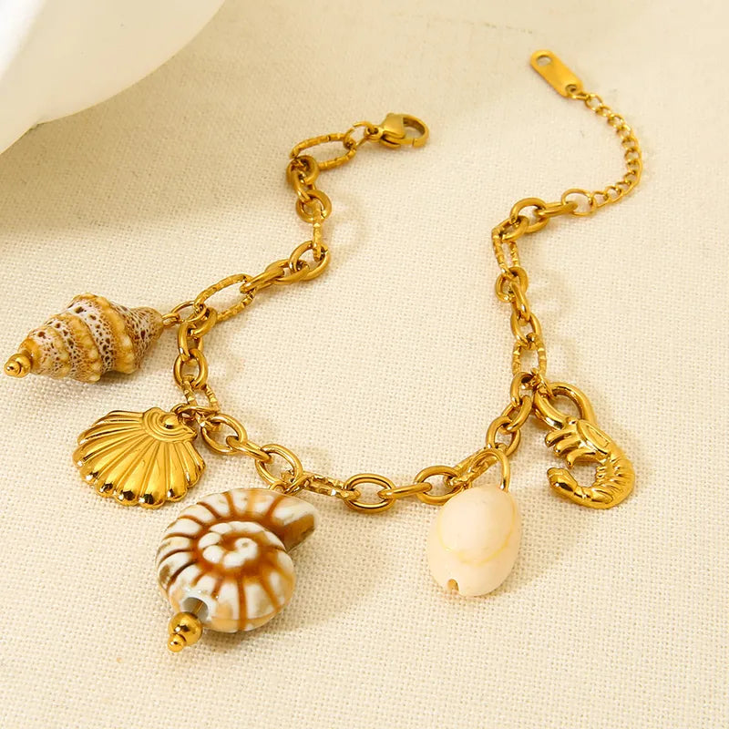 Βραχιόλι ατσάλι με κοχυλιά - BR457