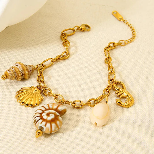 Βραχιόλι ατσάλι με κοχυλιά - BR457