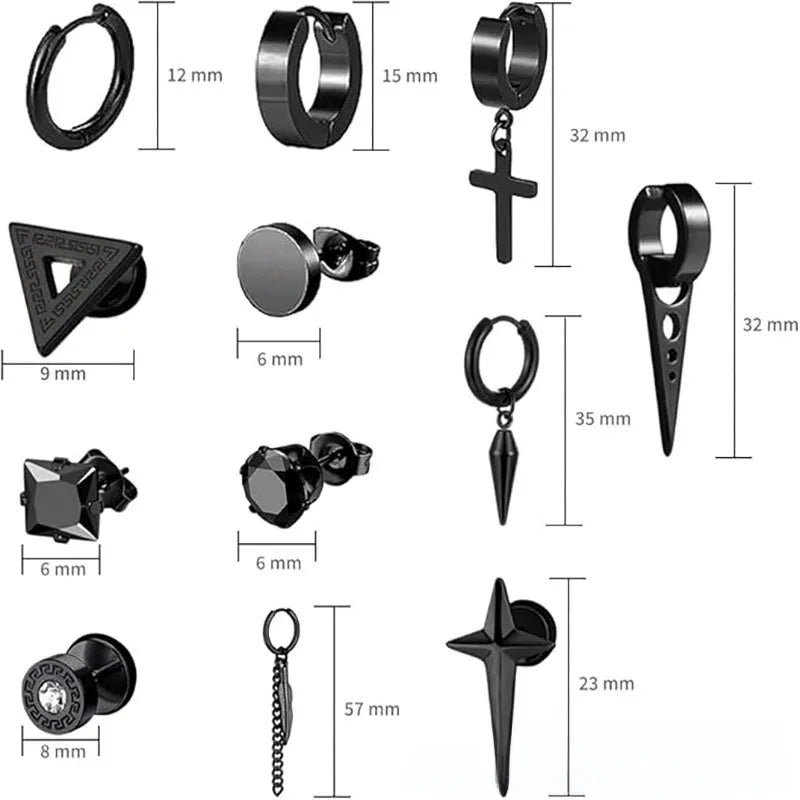 Σετ 12 ζευγάρια μαύρο ατσάλι-SET003