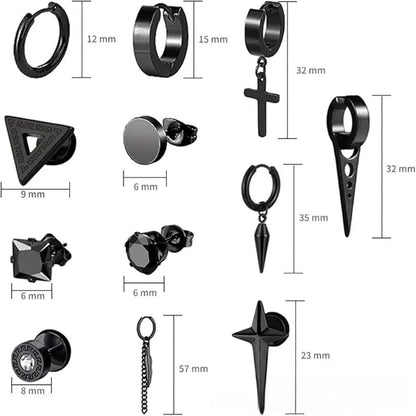 Σετ 12 ζευγάρια μαύρο ατσάλι-SET003