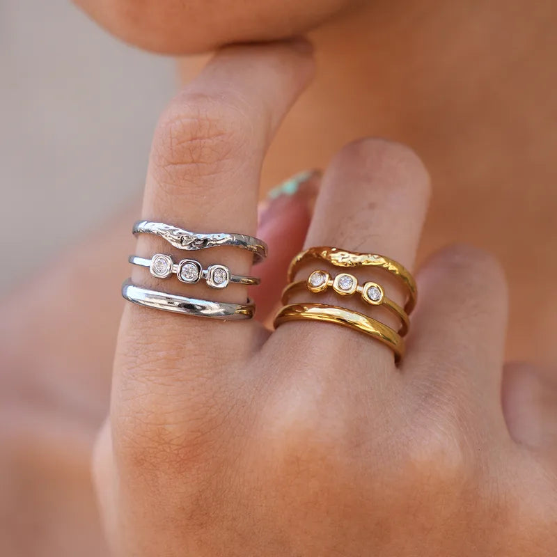 Bague triple acier doré - R372