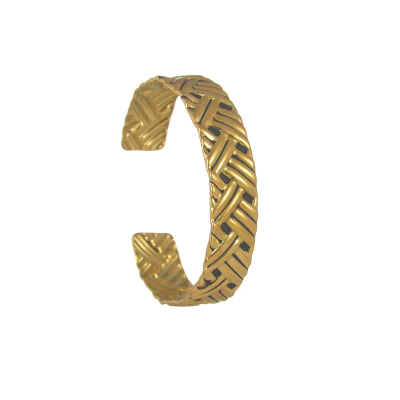 Βραχιόλι επιχρυσωμένο ατσάλι με πλέξη-BR198
