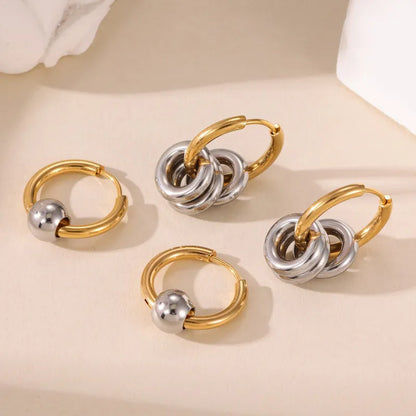 Earrings gilded steel with silver ball-ea499