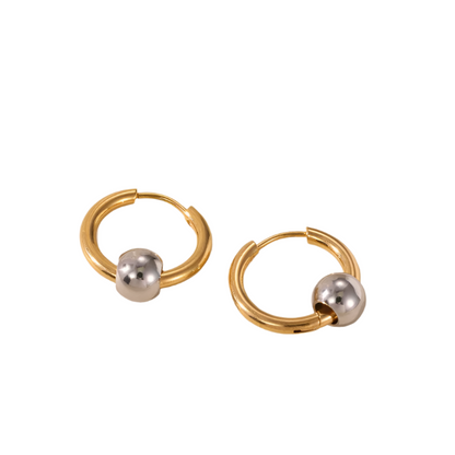 Earrings gilded steel with silver ball-ea499