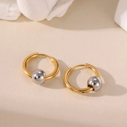 Earrings gilded steel with silver ball-ea499