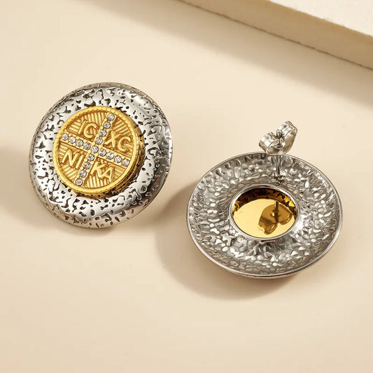 Goldene Stahlohrringe mit braunen Steinen – EA320