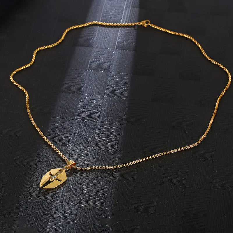 Κολιέ επιχρυσωμένο ατσάλι περικεφαλαία-NE492