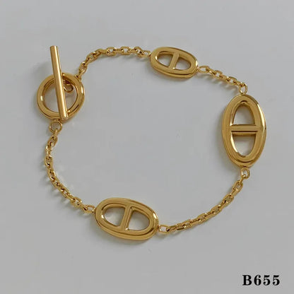 Steel gold bracelet - W049