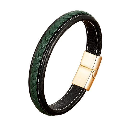 Men's black and green bracelet with magnetic clasp-br143