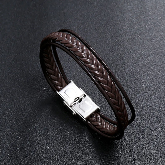 Βραχιόλι με καφέ δέρμα - BR402