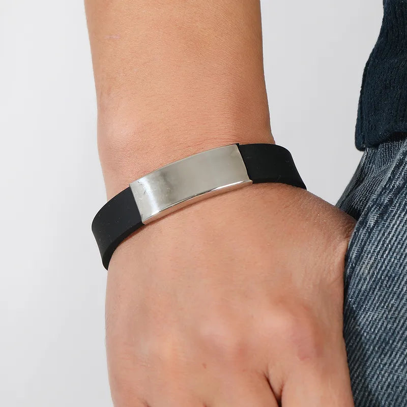 Βραχιόλι ατσάλı με μαύρο -BR327