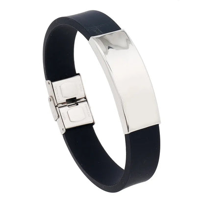 Βραχιόλι ατσάλı με μαύρο -BR327