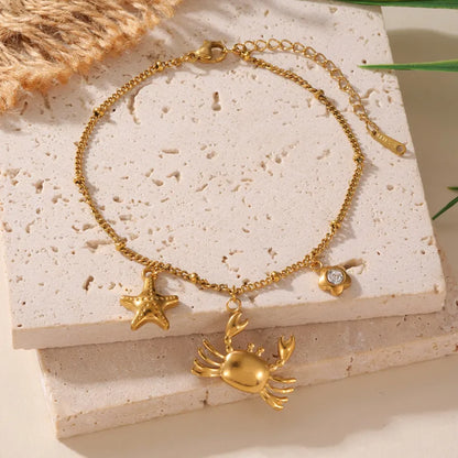 Βραχιόλι ποδιού ατσάλινο με καβούρι - ΑΝ040