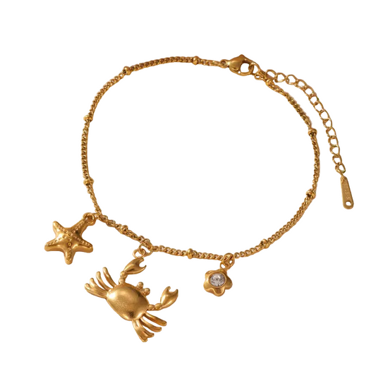 Βραχιόλι ποδιού ατσάλινο με καβούρι - ΑΝ040