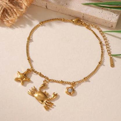 Βραχιόλι ποδιού ατσάλινο με καβούρι - ΑΝ040