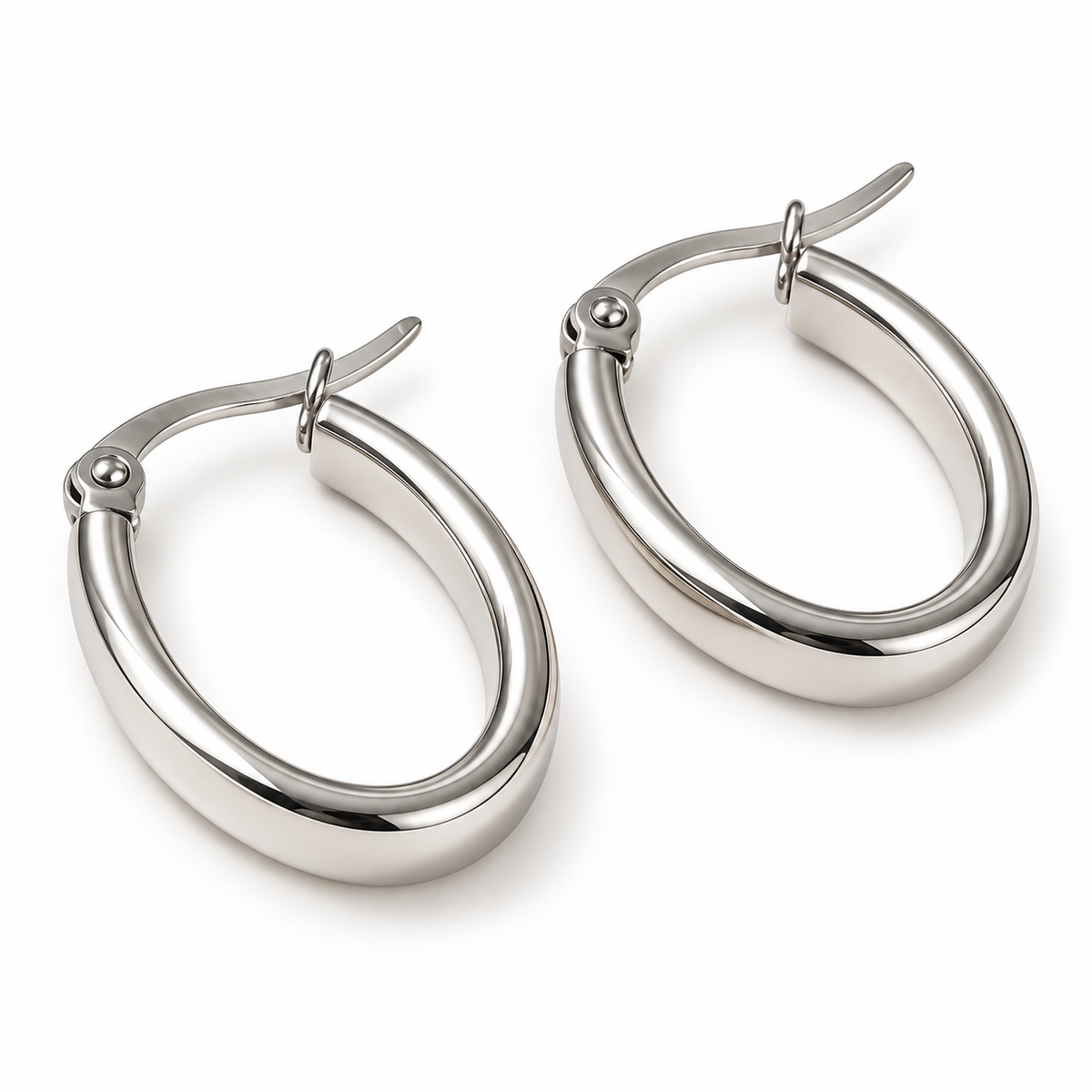 Ovale Creolen aus Stahl und Silber – EA422