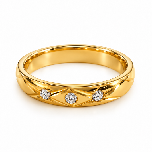 Steel wedding ring thick gold -R112