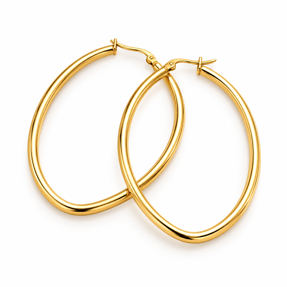 Steel gold hoop earrings- EA313