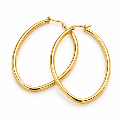 Steel gold hoop earrings- EA313