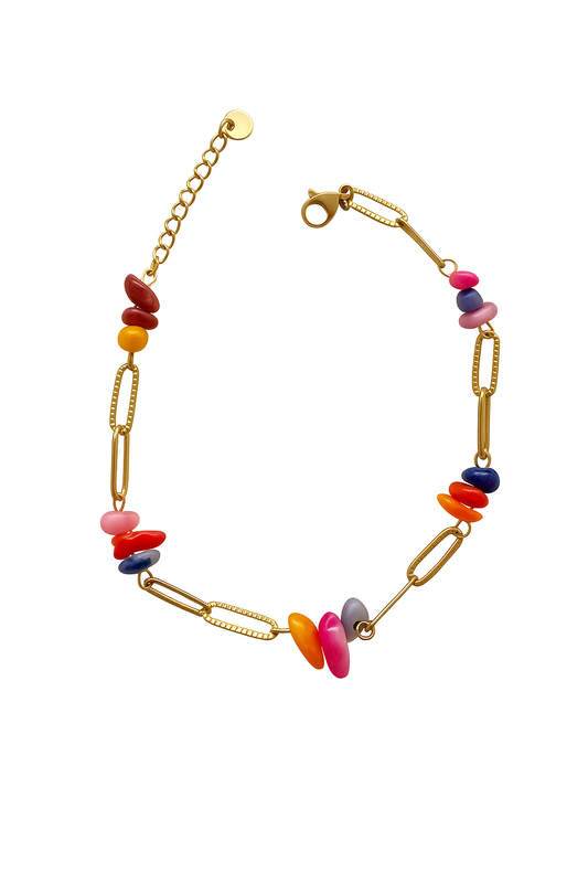 Steel bracelet with colorful stones -w333