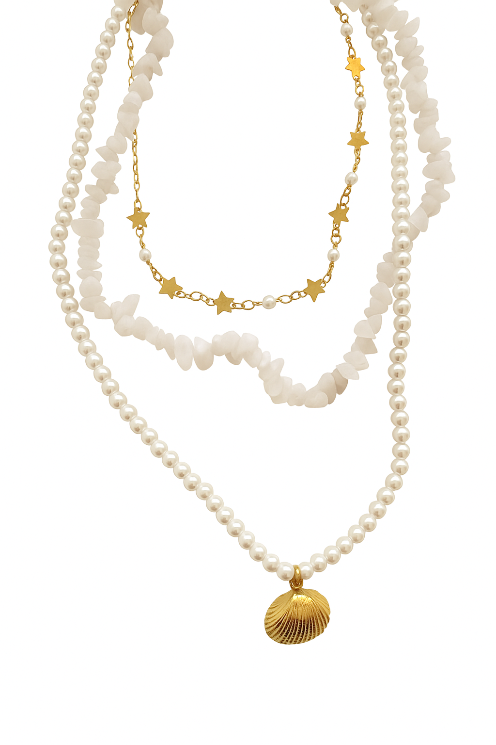 Multiple necklace with pearls - w335