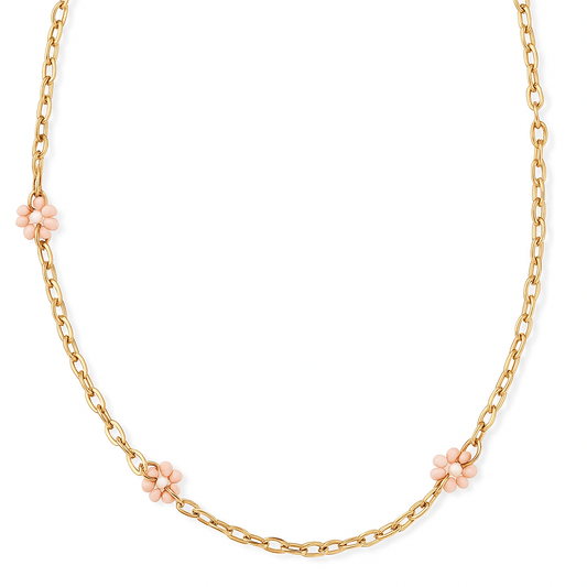 Κολιέ ορειχάλκινο χρυσό μαργαρίτες - w313