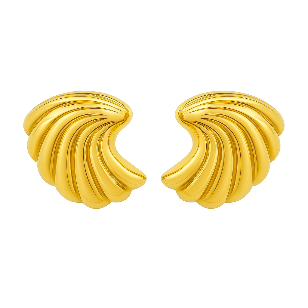 Steel gold shell earrings - w314