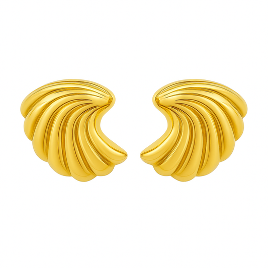 Σκουλαρίκια ατσάλινά χρυσά κοχύλια - w314