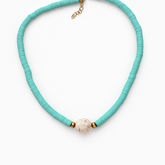 Necklace with blue beads - w350