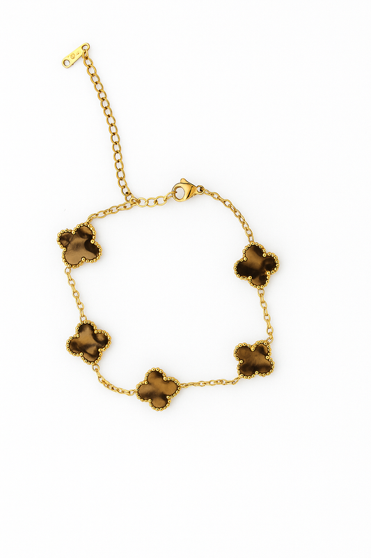 Βραχιόλι ατσάλινο με καφέ κυκλικούς σταυρούς - w346