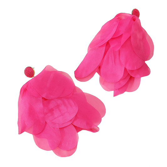 Σκουλαρίκια τούλινα φούξια -w391