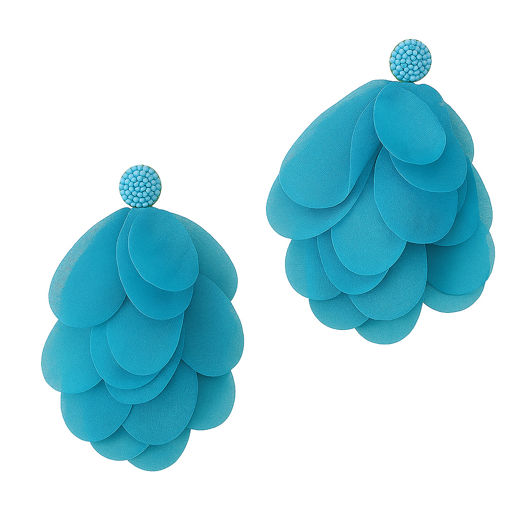 Blue tulle earrings- w392