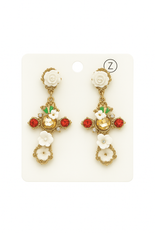 Σκουλαρίκι ορειχάλκινο Σταυρό- w409