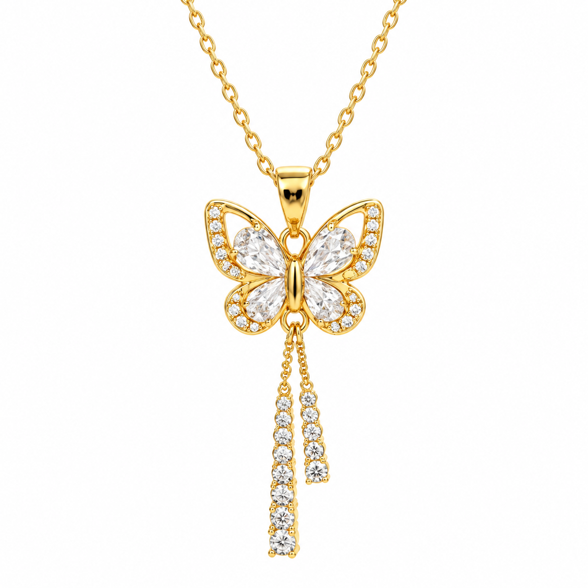 Butterfly steel necklace with zirconia - NE715