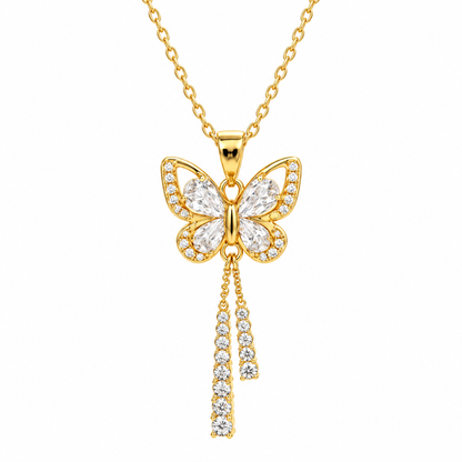 Butterfly steel necklace with zirconia - NE715