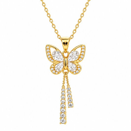 Butterfly steel necklace with zirconia - NE715