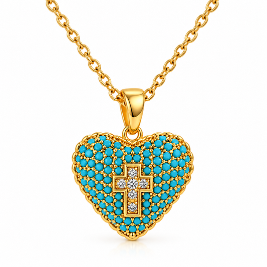 Collar de acero con corazón de resina sintética - NE596