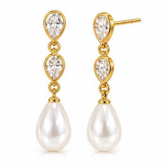 Pendientes estrella de mar de acero con piedras azules- EA681