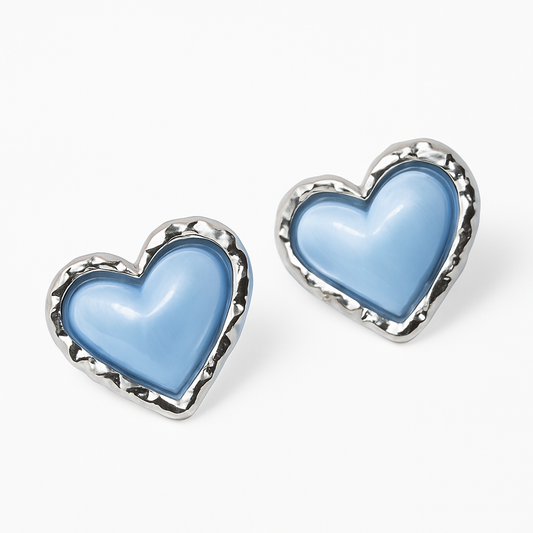 Steel heart earrings - w300